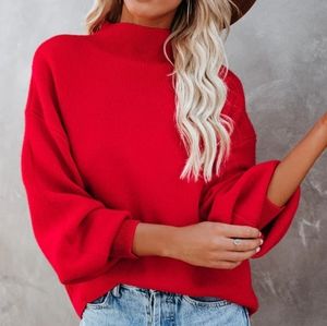Vici Collection oversized Red mock neck sweater